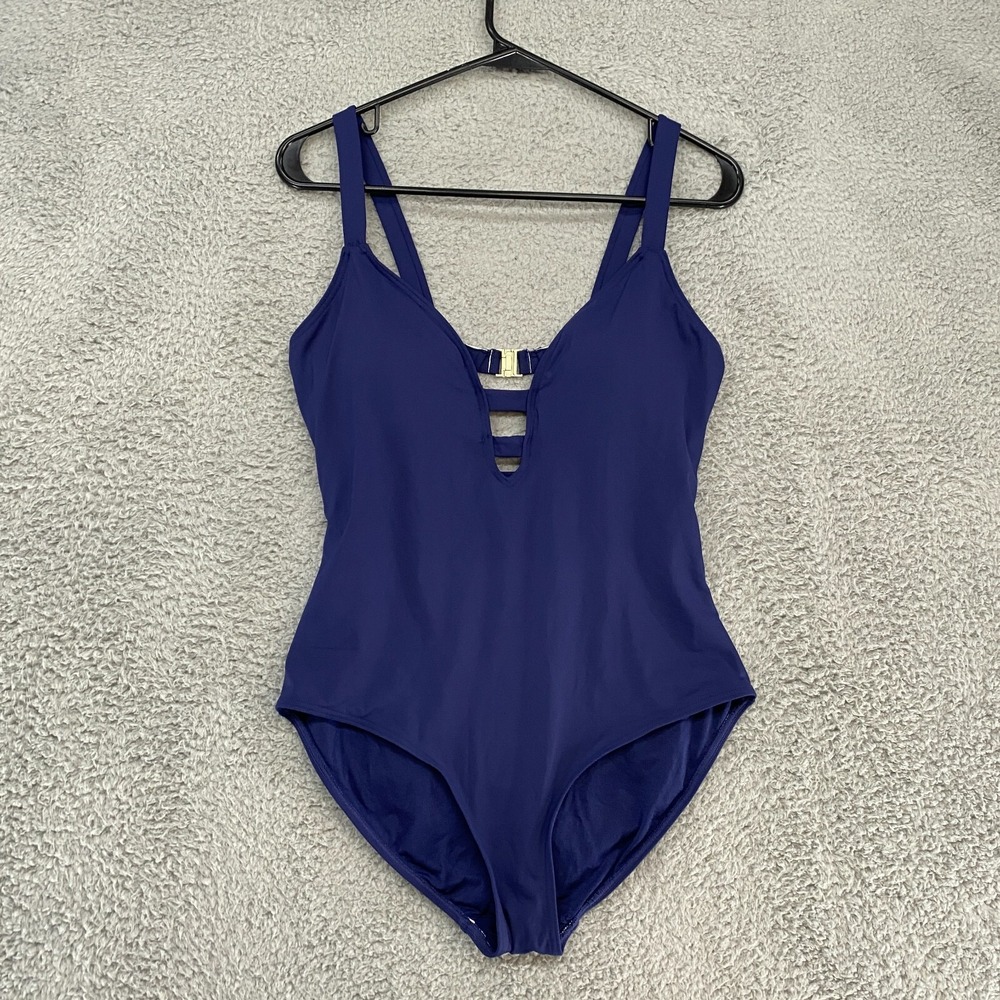 Nip Tuck Swimsuit Womens US 8 Bond Eye AUS 12 One Piece Blue Deep V-Neck